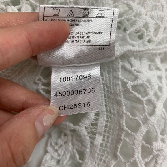 Ariat Crochet Shirt Womens S Small White Scoop Neck Cap Sleeve Open Stitch Top - Picture 10 of 13